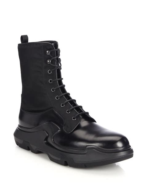 prada men's lace up sneaker boots|Prada canvas and leather sneaker.